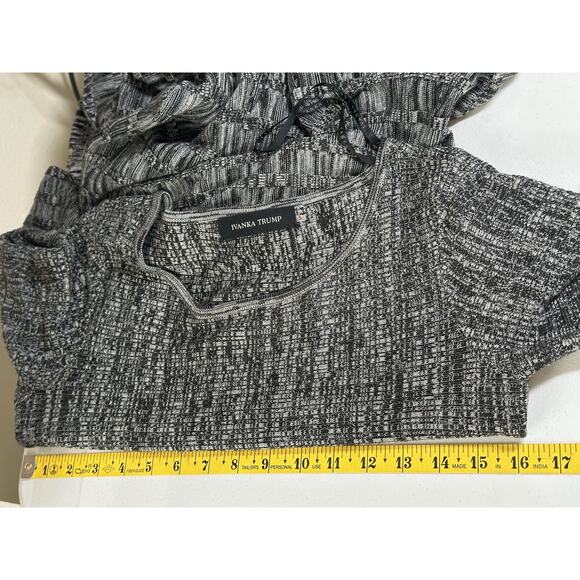 Ivanka Trump Dress Womens Small Black Gray Knit Fit & Flare Stretch Minimalist - Picture 10 of 12